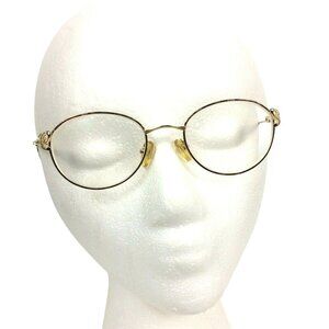 Joan Collins Lace Eyeglasses Frames Round Gold Tortoise Metal 48-19-130